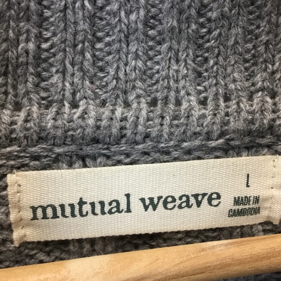 Mutual Weave Men's Cable Knit Turtleneck Sweater Heather Grey Size L - Picture 8 of 9